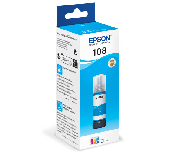Чернила EPSON №108 (Cyan), 70 мл, оригинальные, подходят для EPSON L8050 L18050 Чернила EPSON №108 (Cyan), 70 мл, оригинальные, подходят для EPSON L8050 L18050