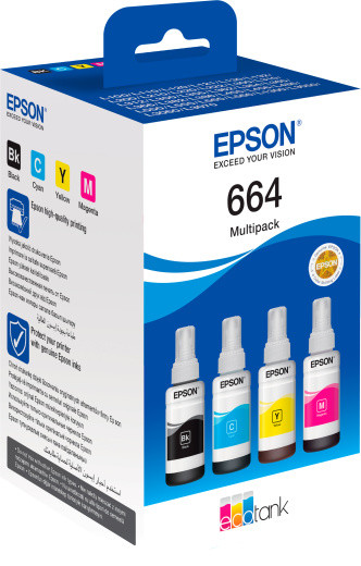 Набор чернил для EPSON T664 4 цвета по 70мл, для L132 L210 L222 L355 L362 L366 L456 L486 L3050 L3070 Набор чернил для EPSON T664 4 цвета по 70мл, для L132 L210 L222 L355 L362 L366 L456 L486 L3050 L3070