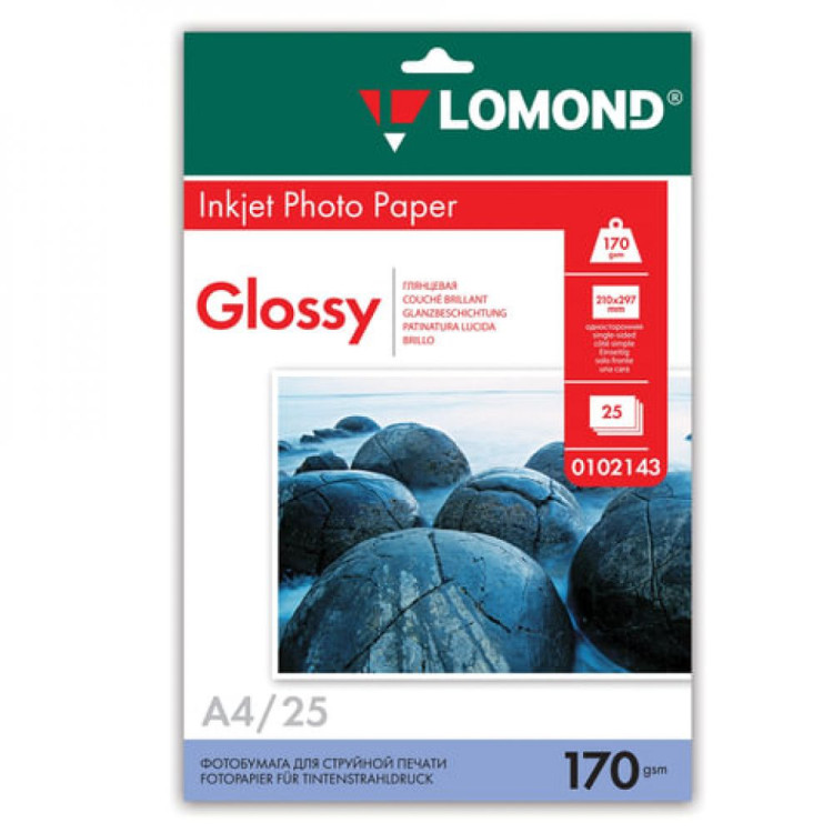 Фотобумага LOMOND глянцевая односторонняя 170г/м2/25л./A4