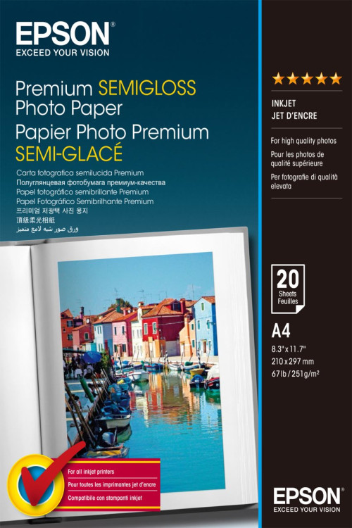 Бумага EPSON Premium Semigloss Photo Paper 20л./A4 Бумага EPSON Premium Semigloss Photo Paper 20л./A4