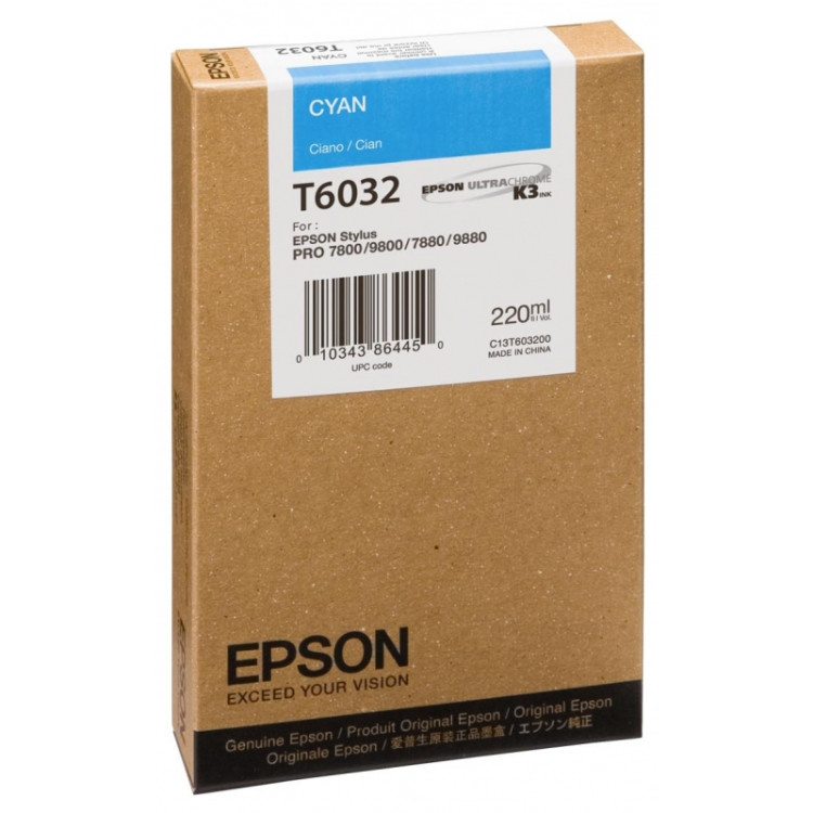 Картридж EPSON T6032 Stylus Pro 7800/9800/7880/9880 (Cyan) 220ml